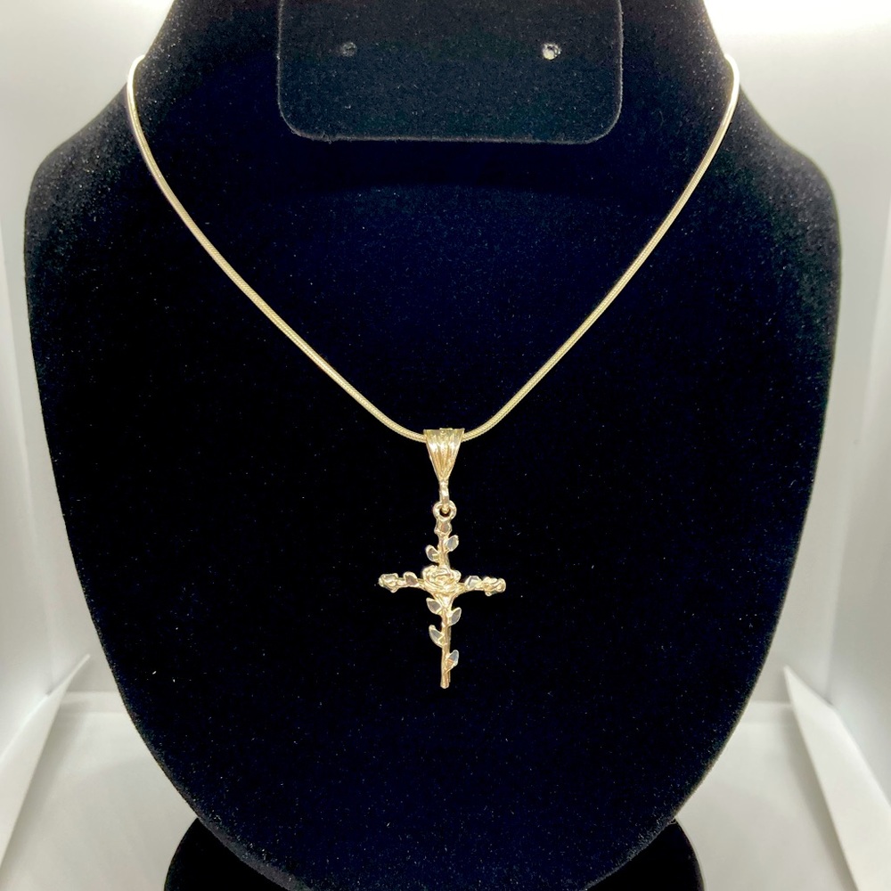 Sterling Silver 925 Necklace 23” with Cross Pendant 1.5”